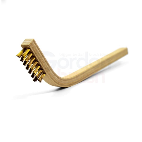 3 x 7 Row 0.006 Brass Wire and 60 Degree Bent Handle Scratch Brush, PK12